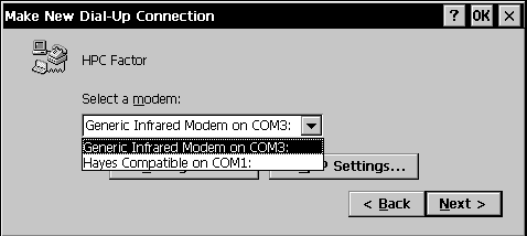 Generic Infrared Modem on COM3 is now listed